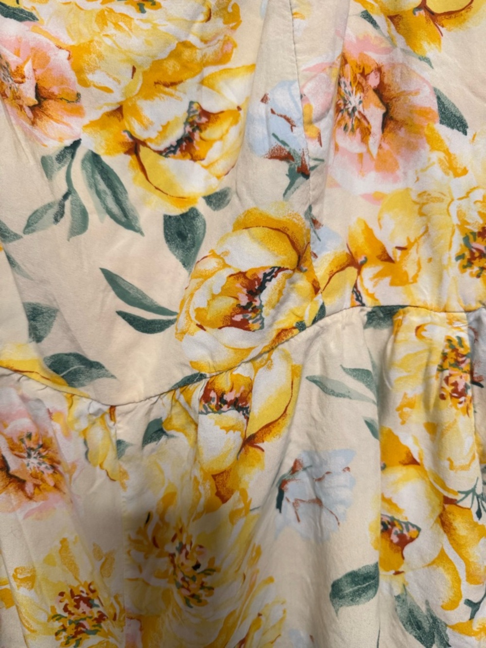 Old Navy Cream Romper with Yellow Floral Print - Picture 3 of 7